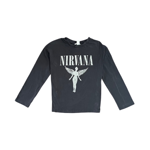 Nirvana Vintage Retro Band Tee Oversized Motif Shirt Extra Small Grey H&M Rare - Picture 1 of 6